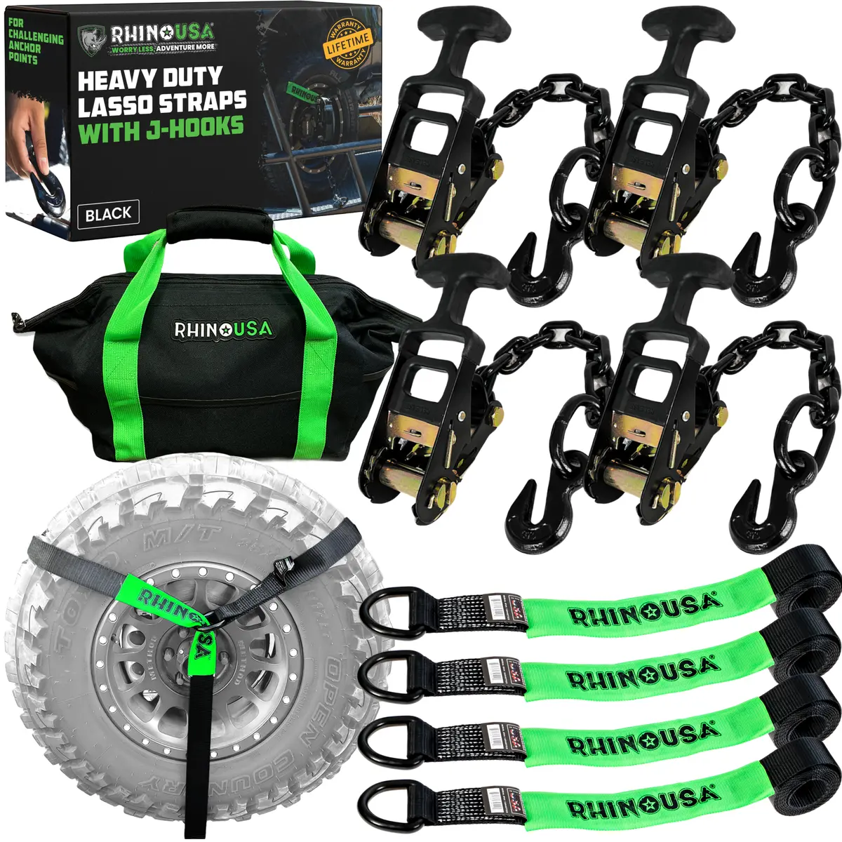 Car Tie-Down Lasso Straps (J-Hooks) 2