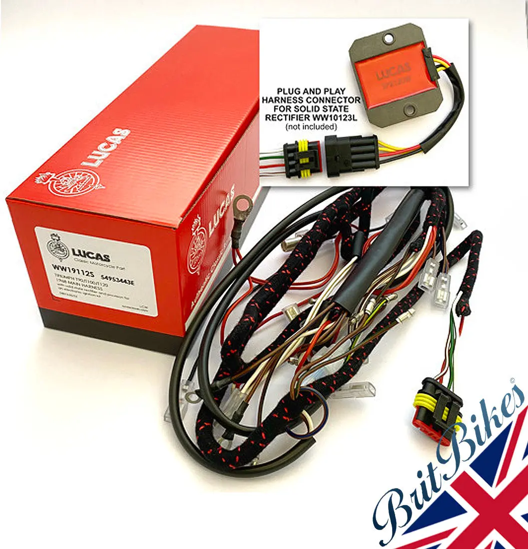 Genuine Lucas Main Wiring Harness Triumph T90 T100 T120 1967 Electronic Ignition 1