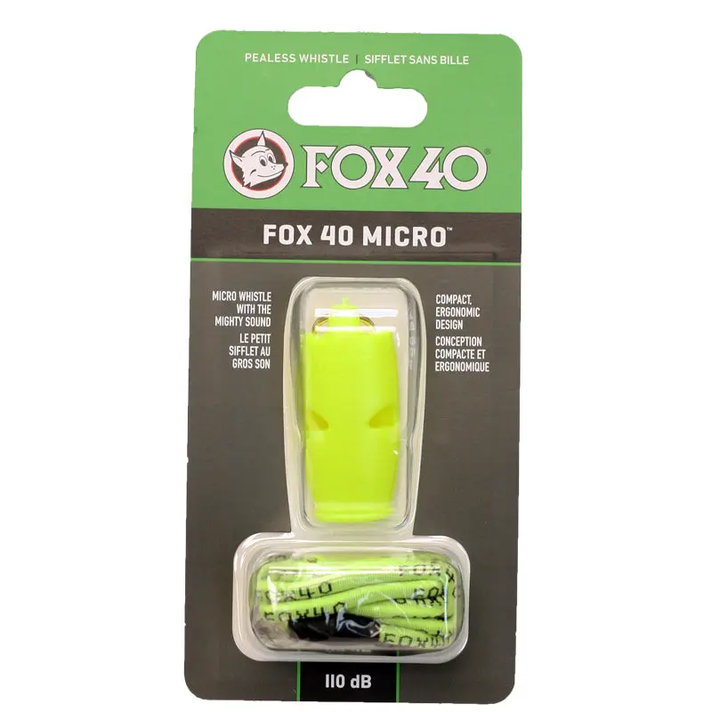 Fox 40 Micro Pealess Whistle W/ Lanyard 10