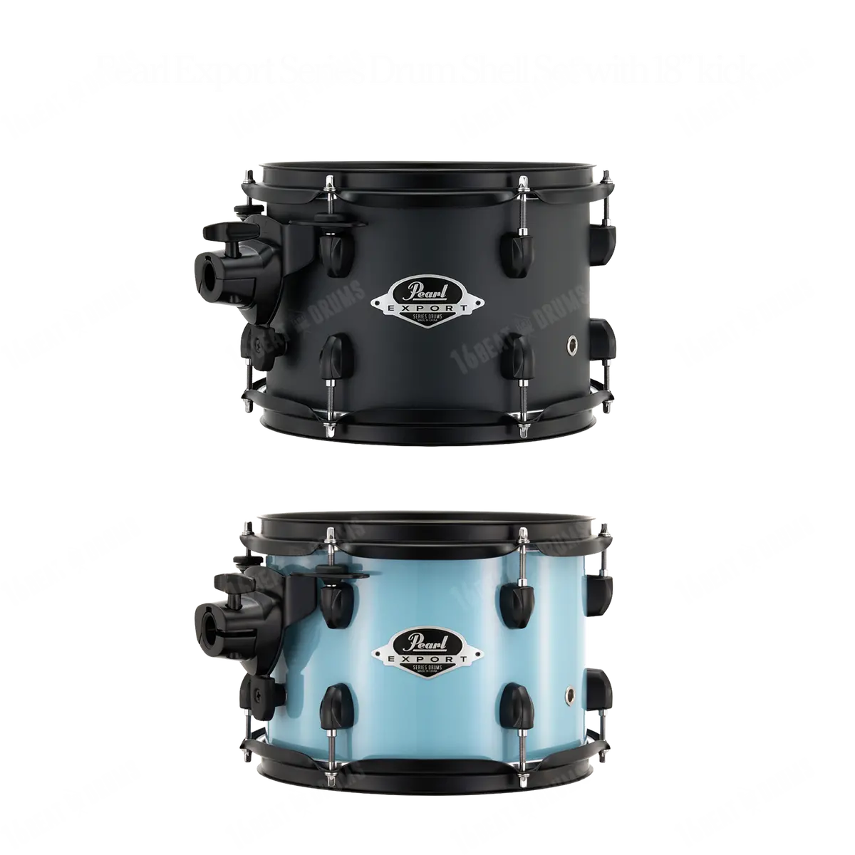 Pearl Drums Export Series Complete 5 Pc Drum Shell Set W/ Black Hardware With 18" Kick Exx-785-Pn-C 1