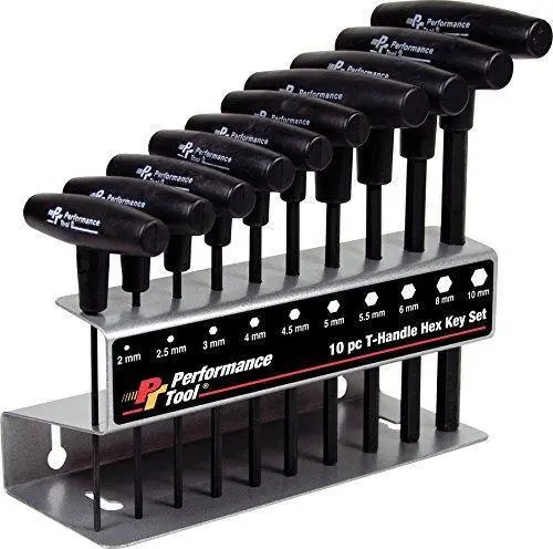 Performance Tool W80275 Metric T-Handle Hex Key Set, 10-Piece 1