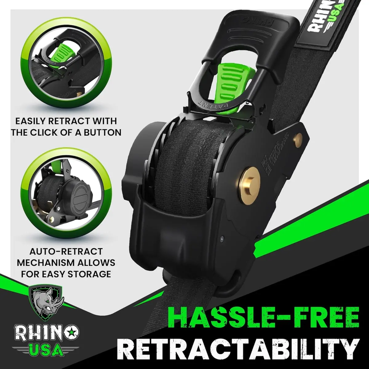 1" X 10' Retractable Ratchet Straps 2