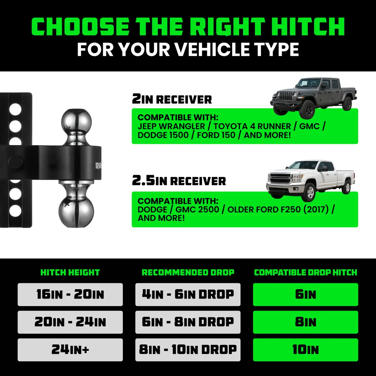 Adjustable Drop Hitch (2.5" Receivers) 2
