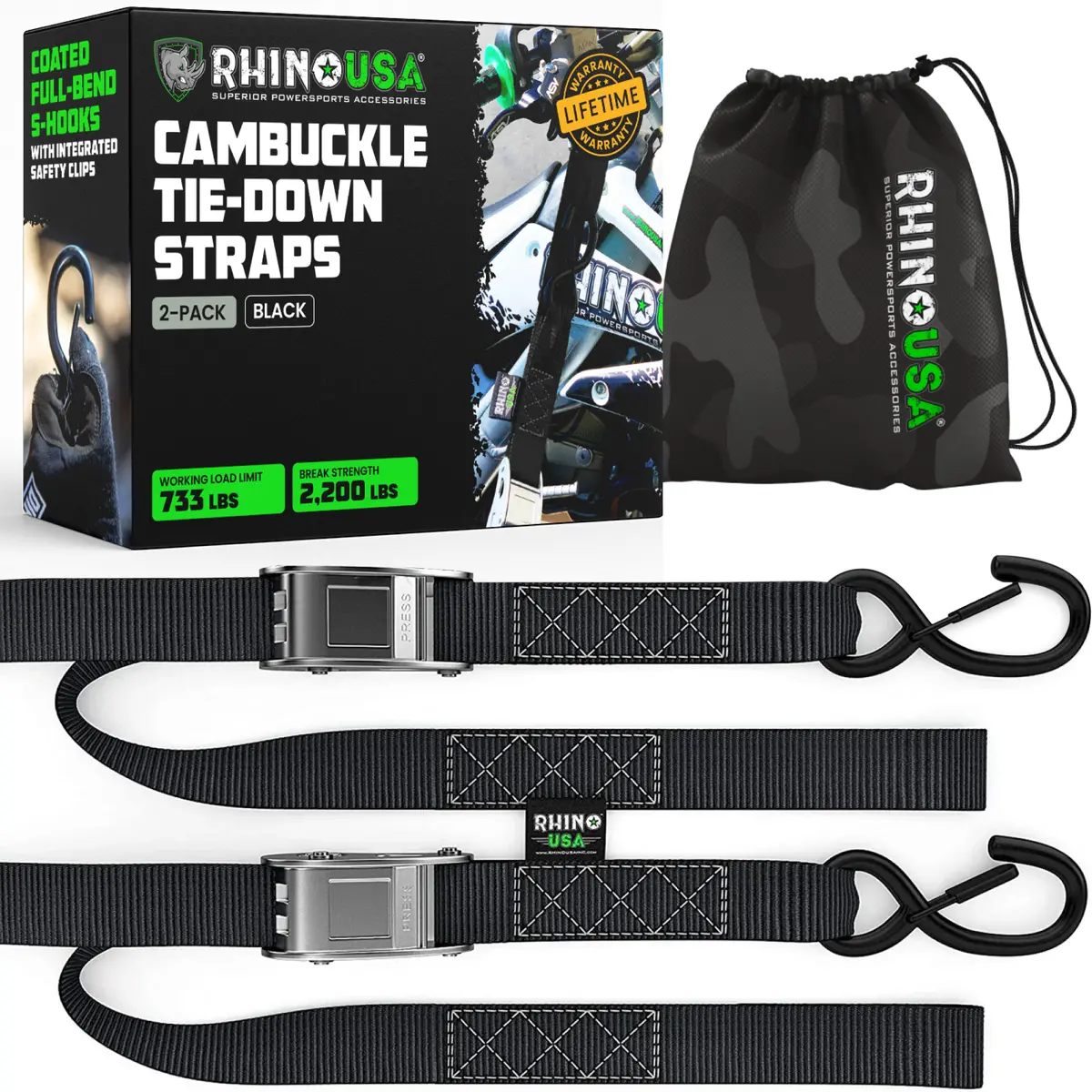 1.5" X 8' Cambuckle Tie-Down Straps (2-Pack) 1