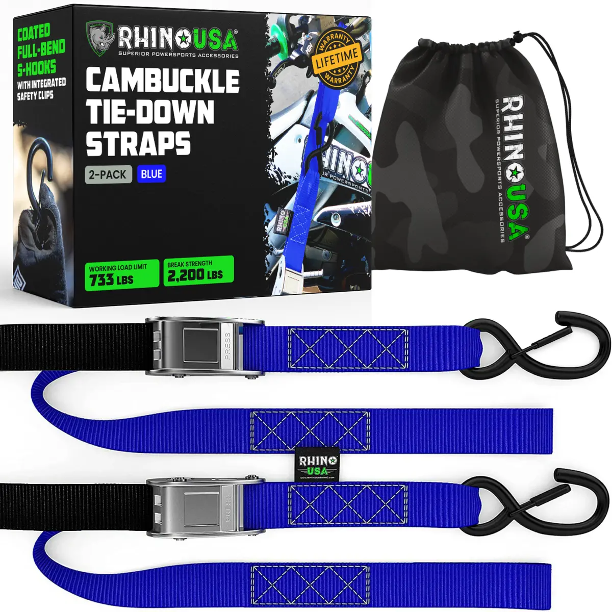 1.5" X 8' Cambuckle Tie-Down Straps (2-Pack) 3