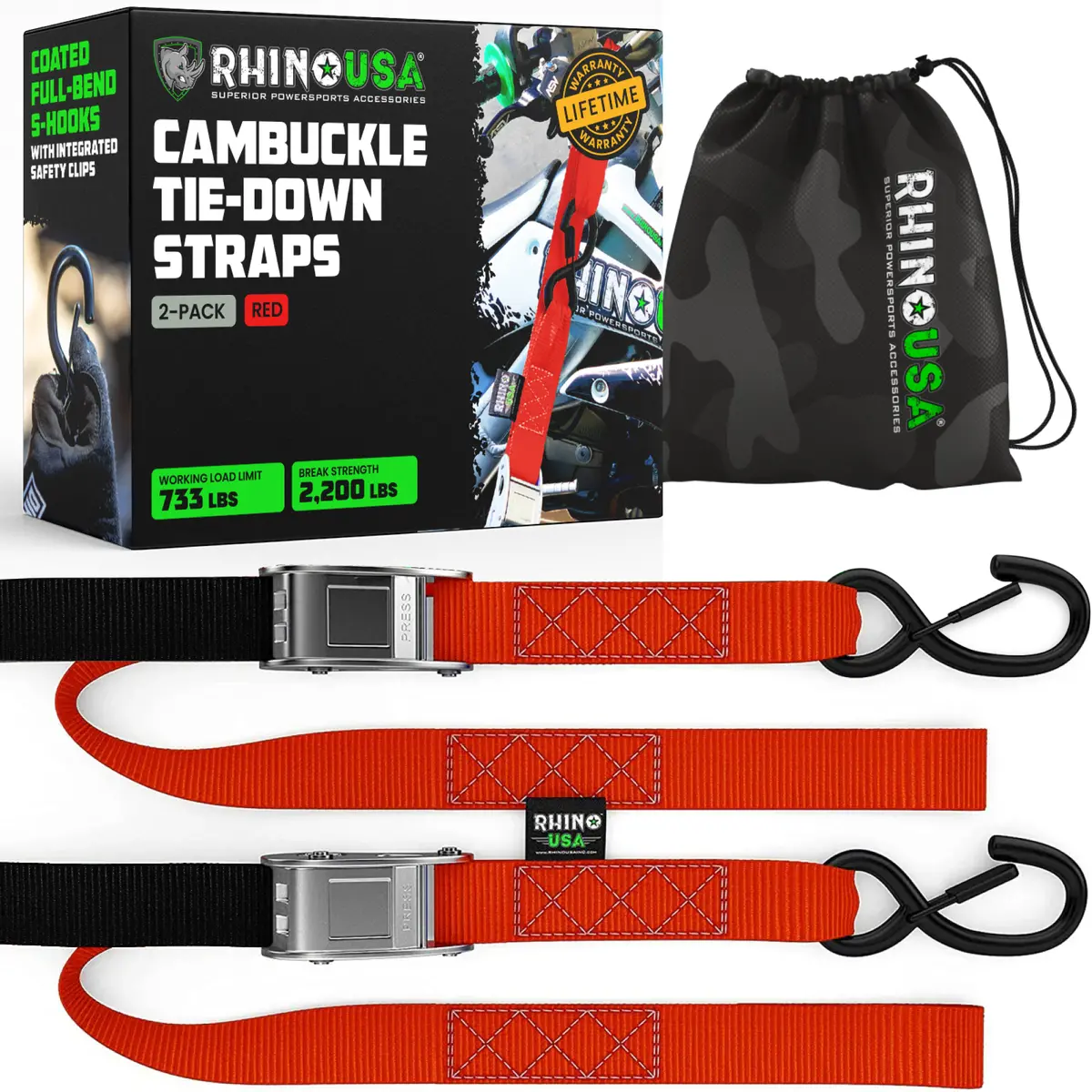 1.5" X 8' Cambuckle Tie-Down Straps (2-Pack) 5