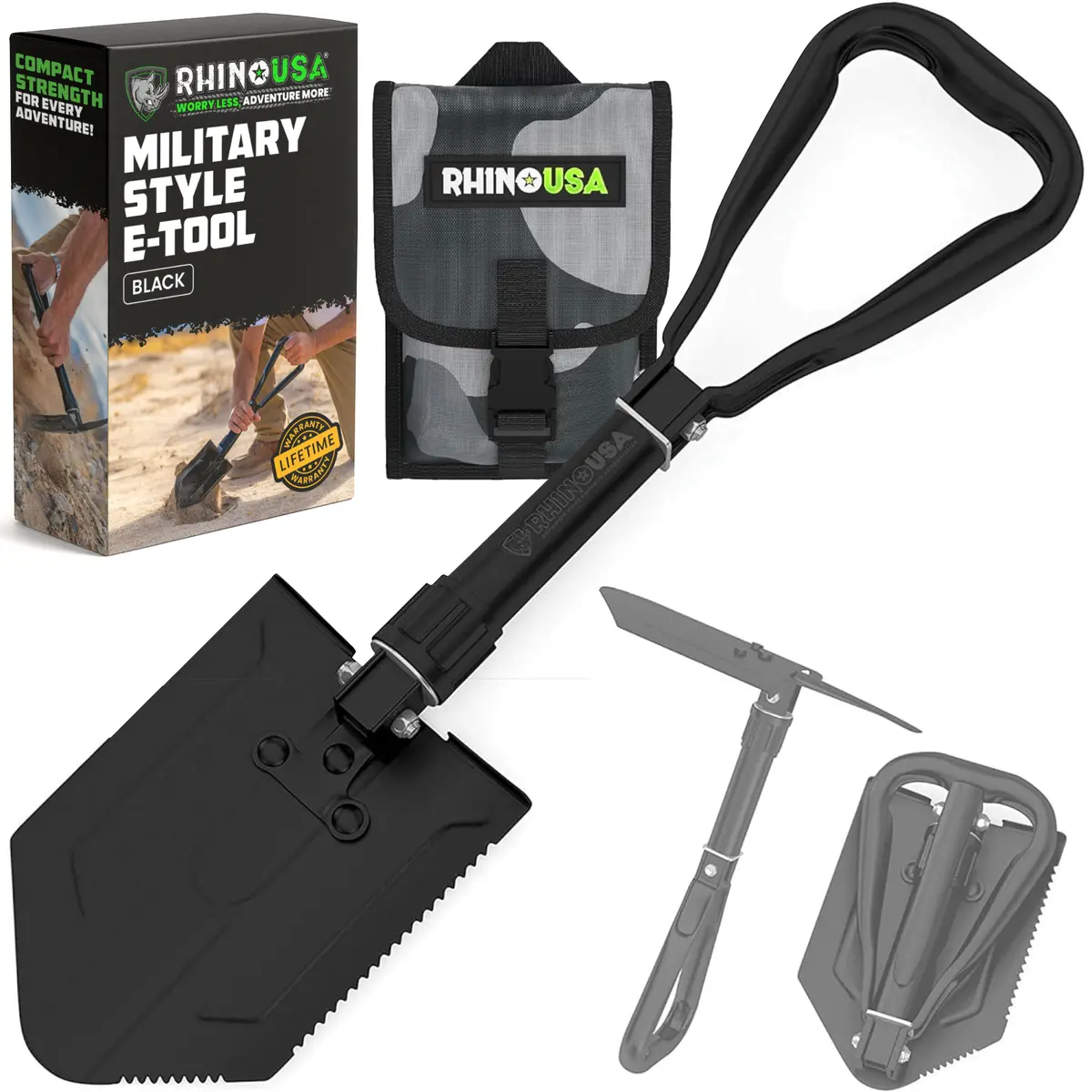 Folding Survival Shovel W/ Pick 1