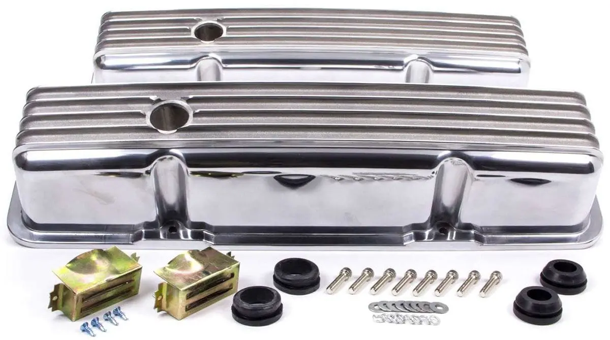 Tall Nostalgic Polished Aluminum Valve Covers – Finned Design With Breather Hole, Rpcr618 1