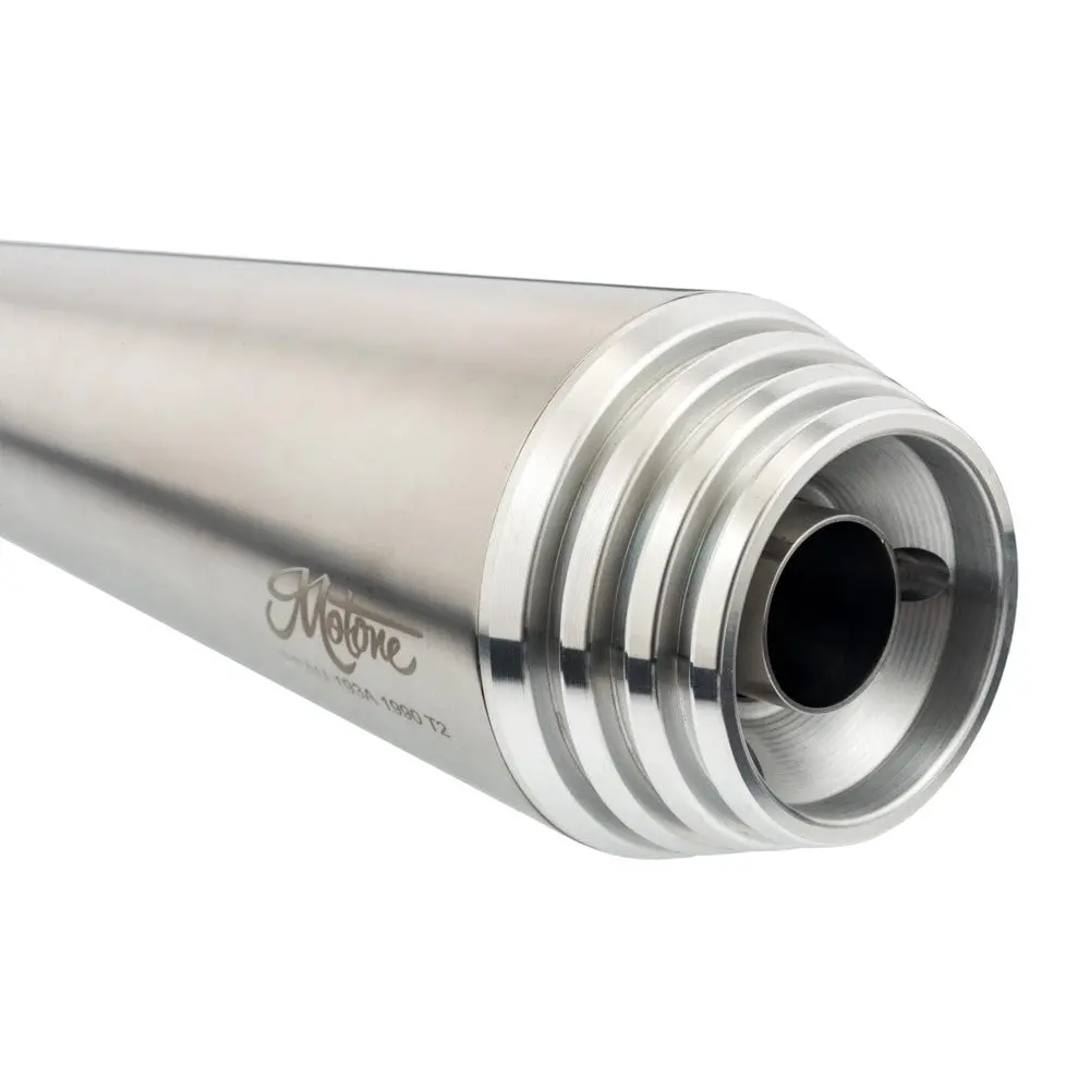 Motone Saturn V - Exhaust Silencers - Triumph Street Twin & Street Cup - Brushed 2