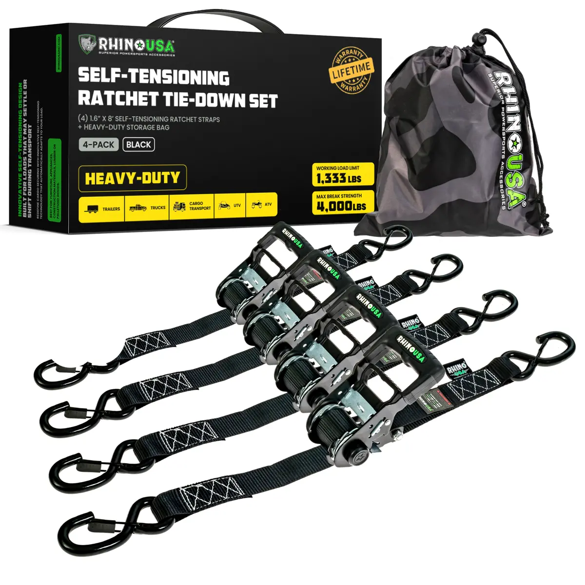 1.6" Self-Tensioning Ratchet Straps 1