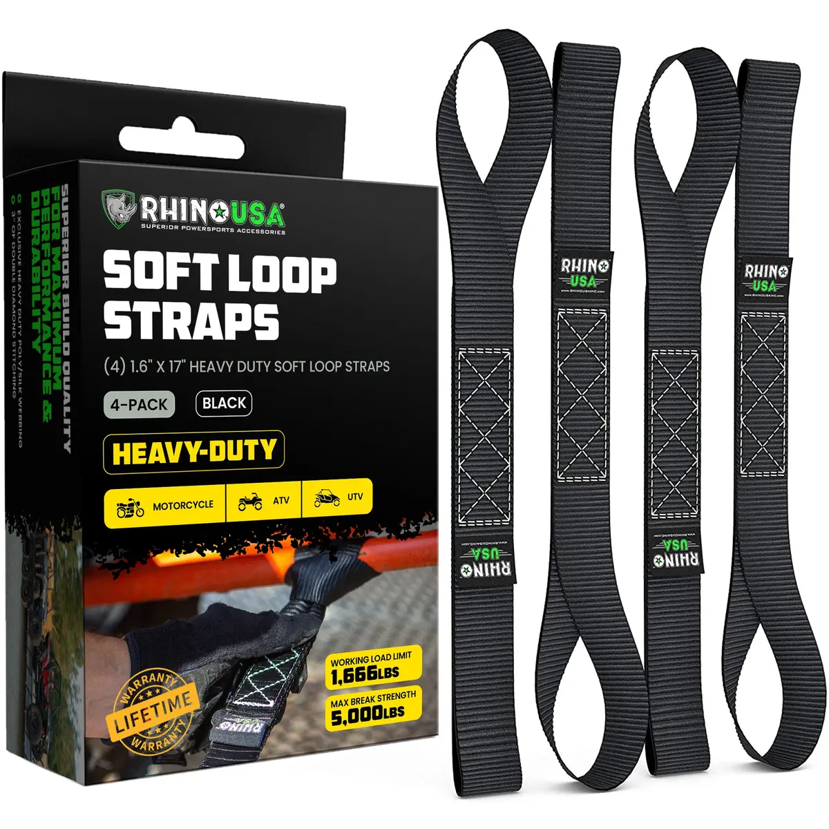 1.6" X 17" Soft Loop Tie-Down Straps (4-Pack) 1
