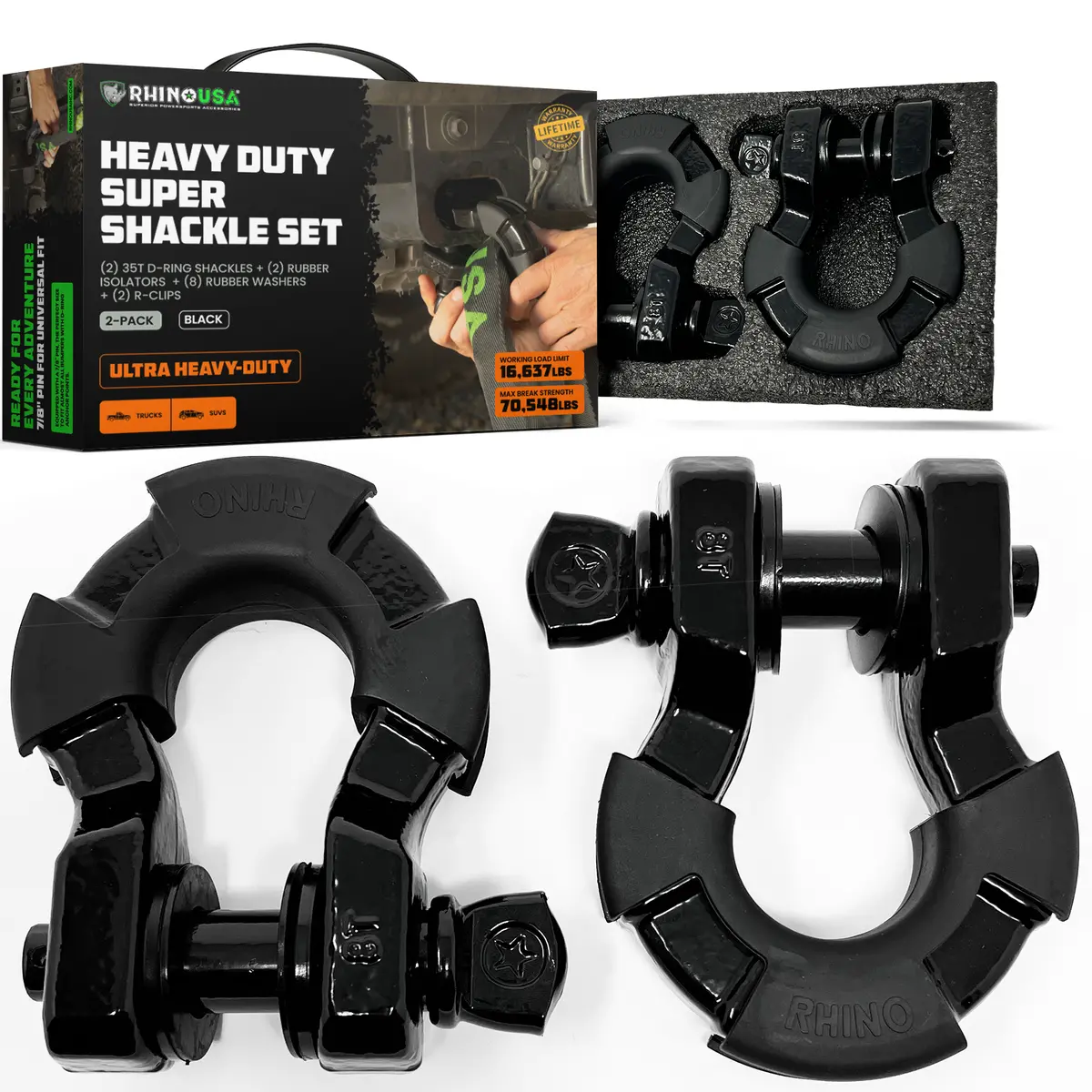 8-Ton Super Shackles W/ Isolators 2