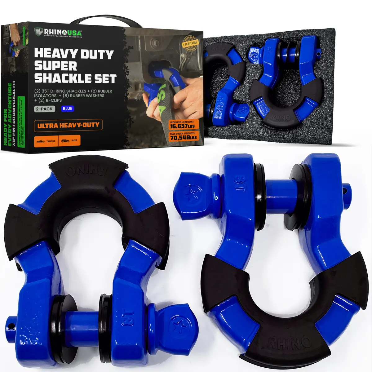 8-Ton Super Shackles W/ Isolators 3