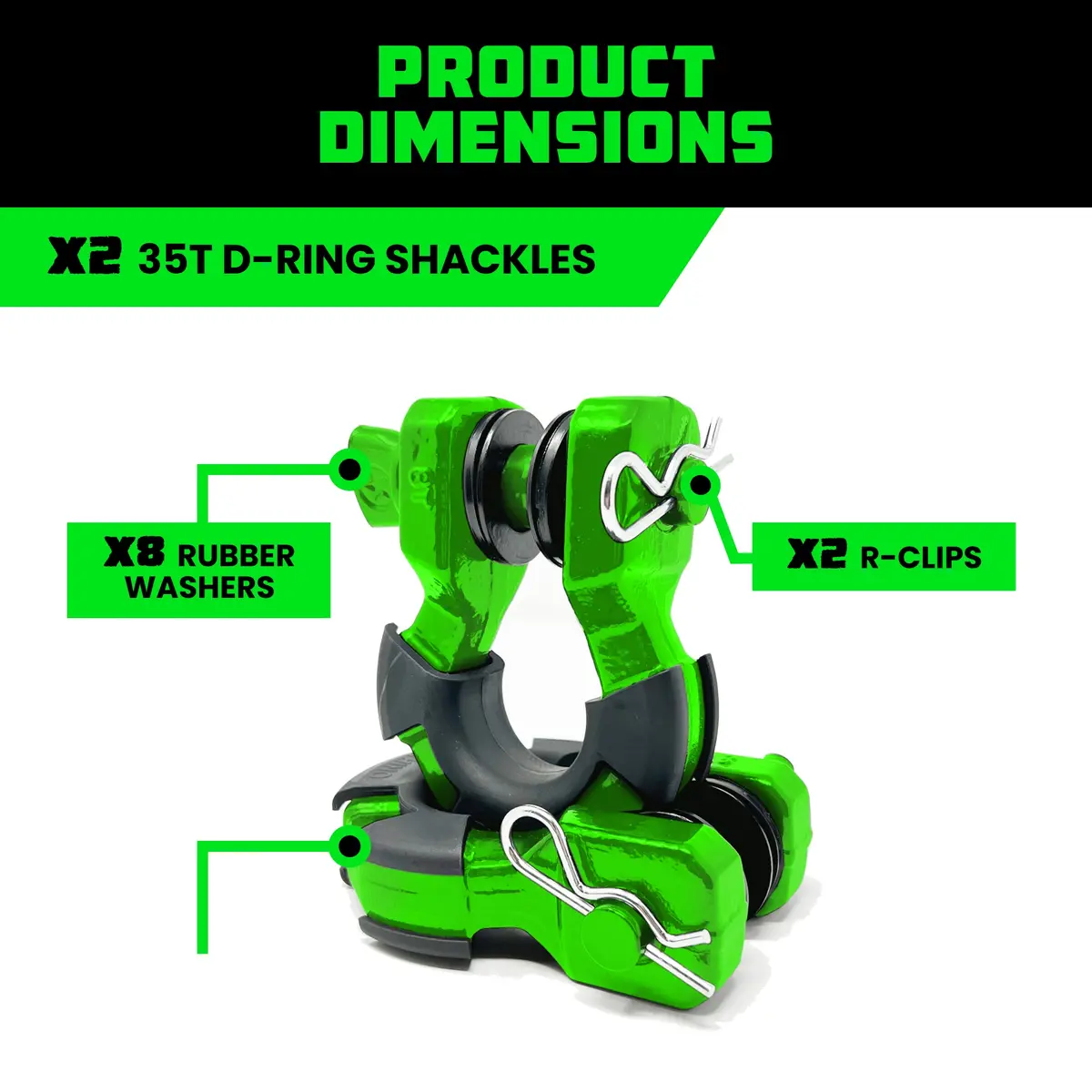 8-Ton Super Shackles W/ Isolators 7