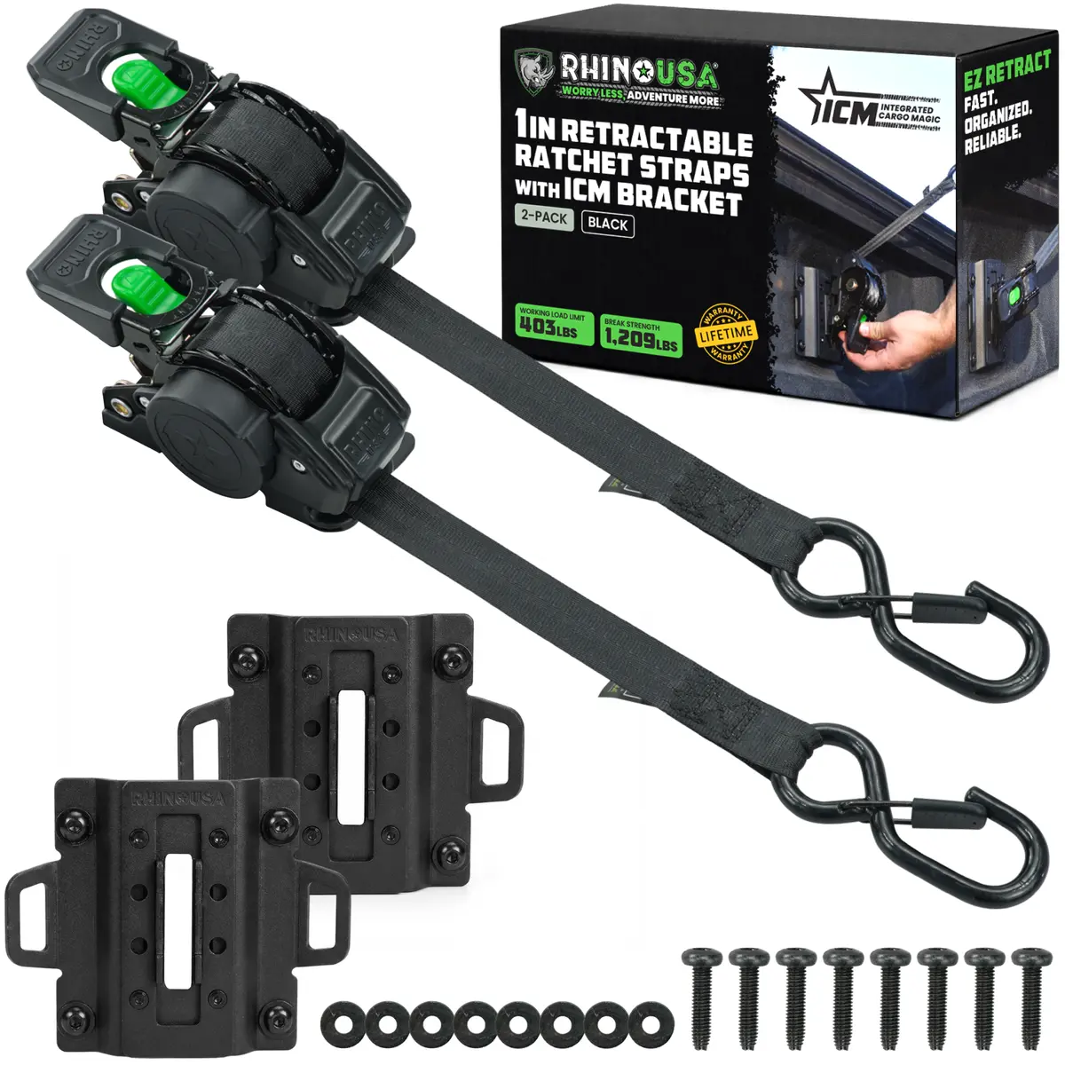 Bed-Mounted Retractable Ratchet Straps (Ford Trucks) 1