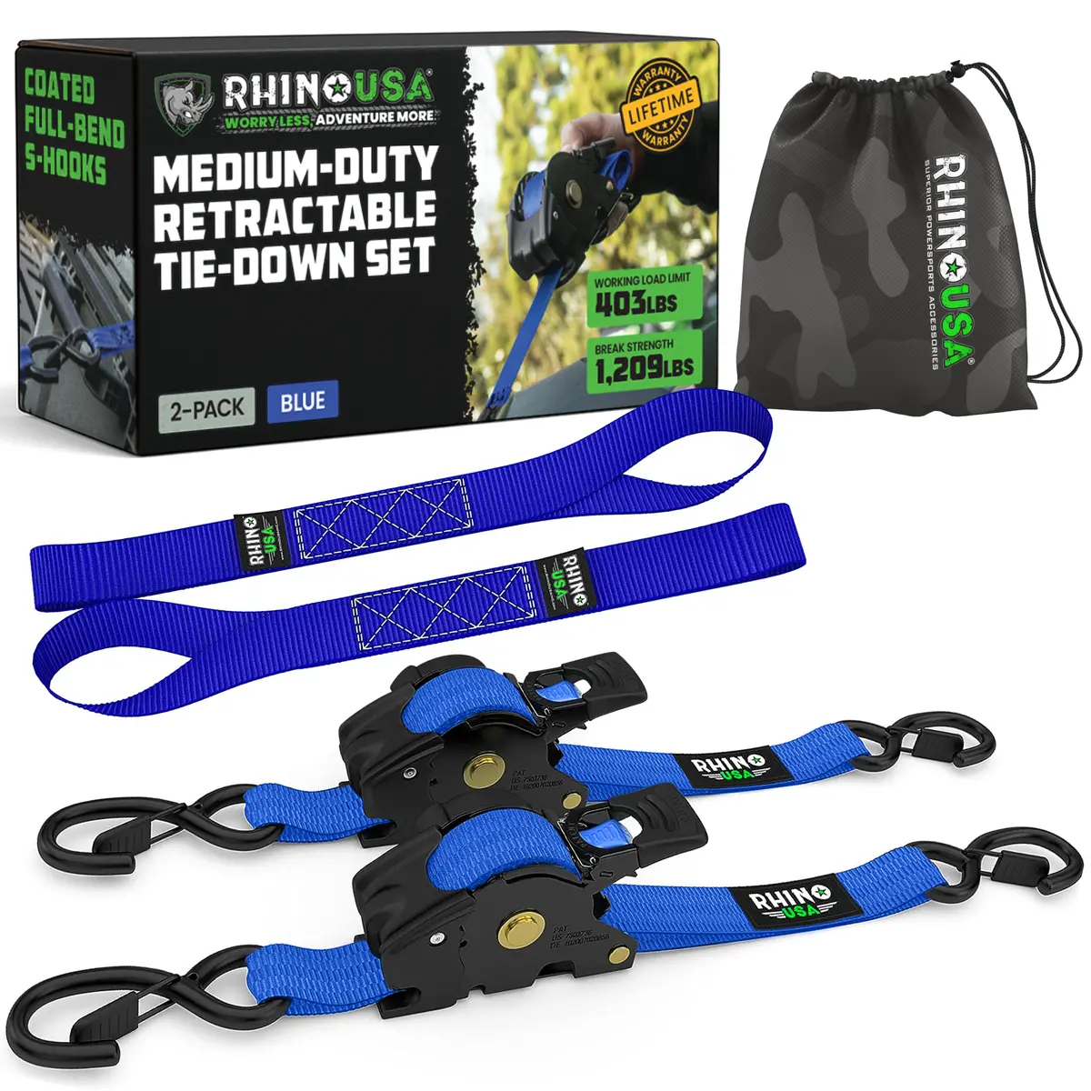 1" X 10' Retractable Ratchet Straps 6