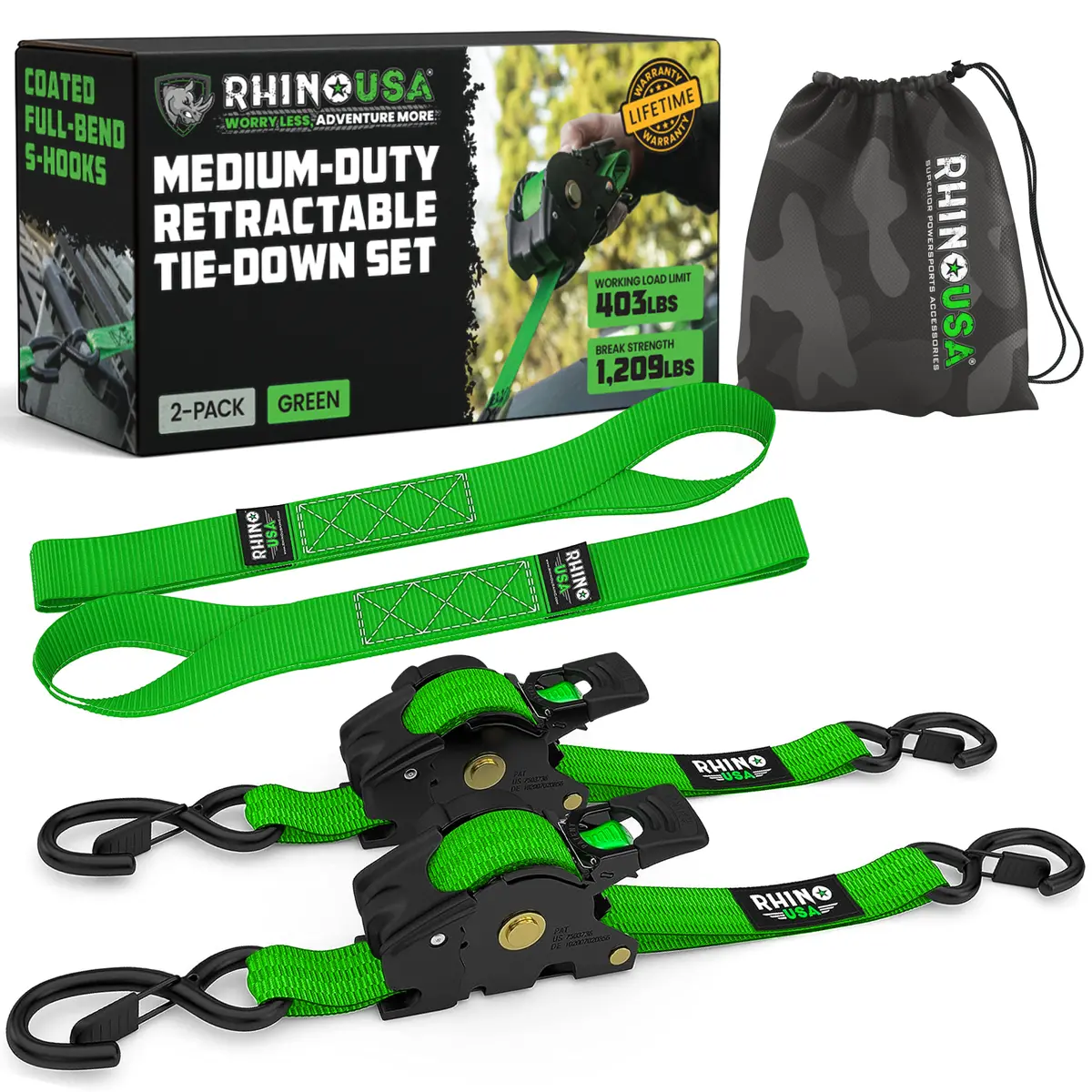 1" X 10' Retractable Ratchet Straps 4