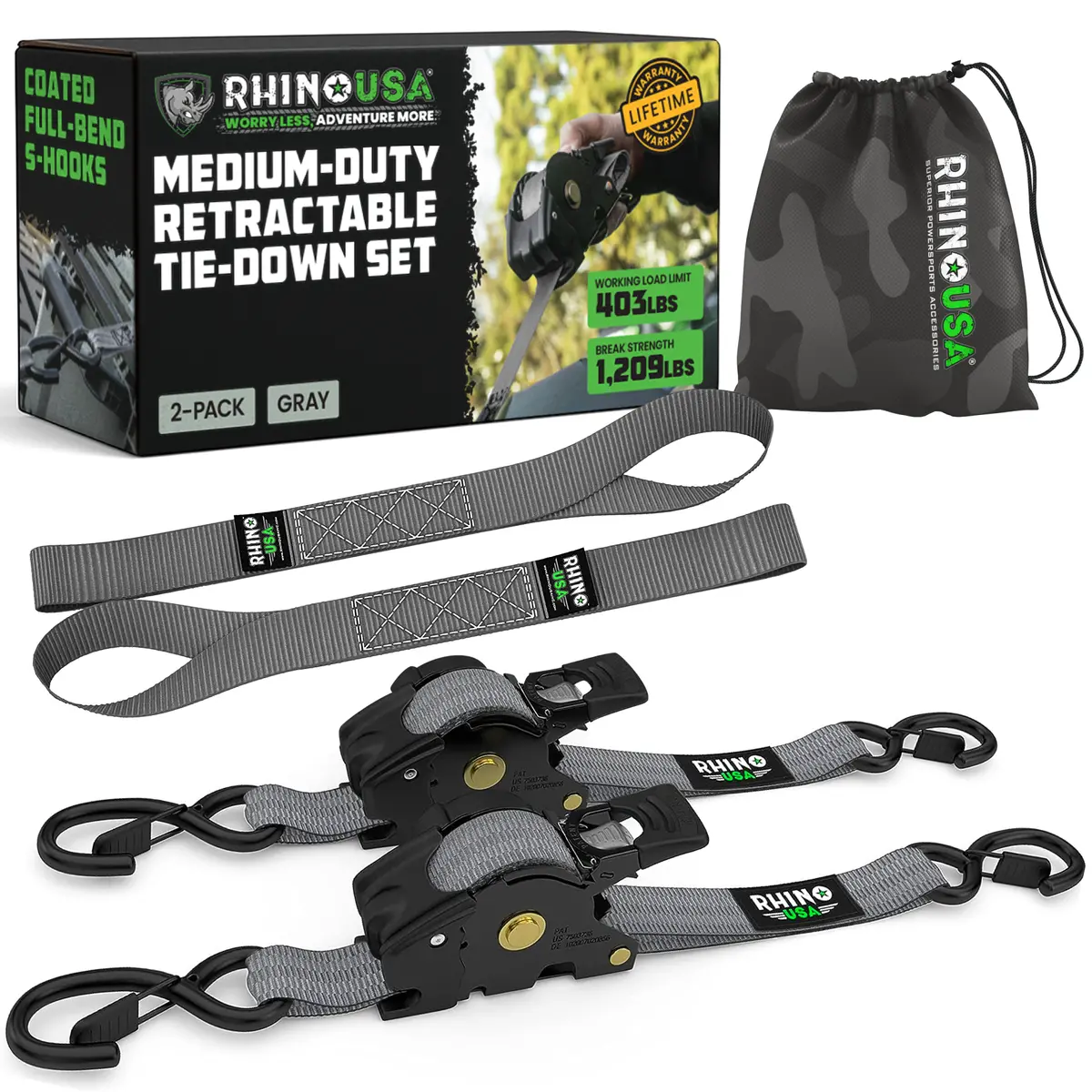 1" X 10' Retractable Ratchet Straps 14