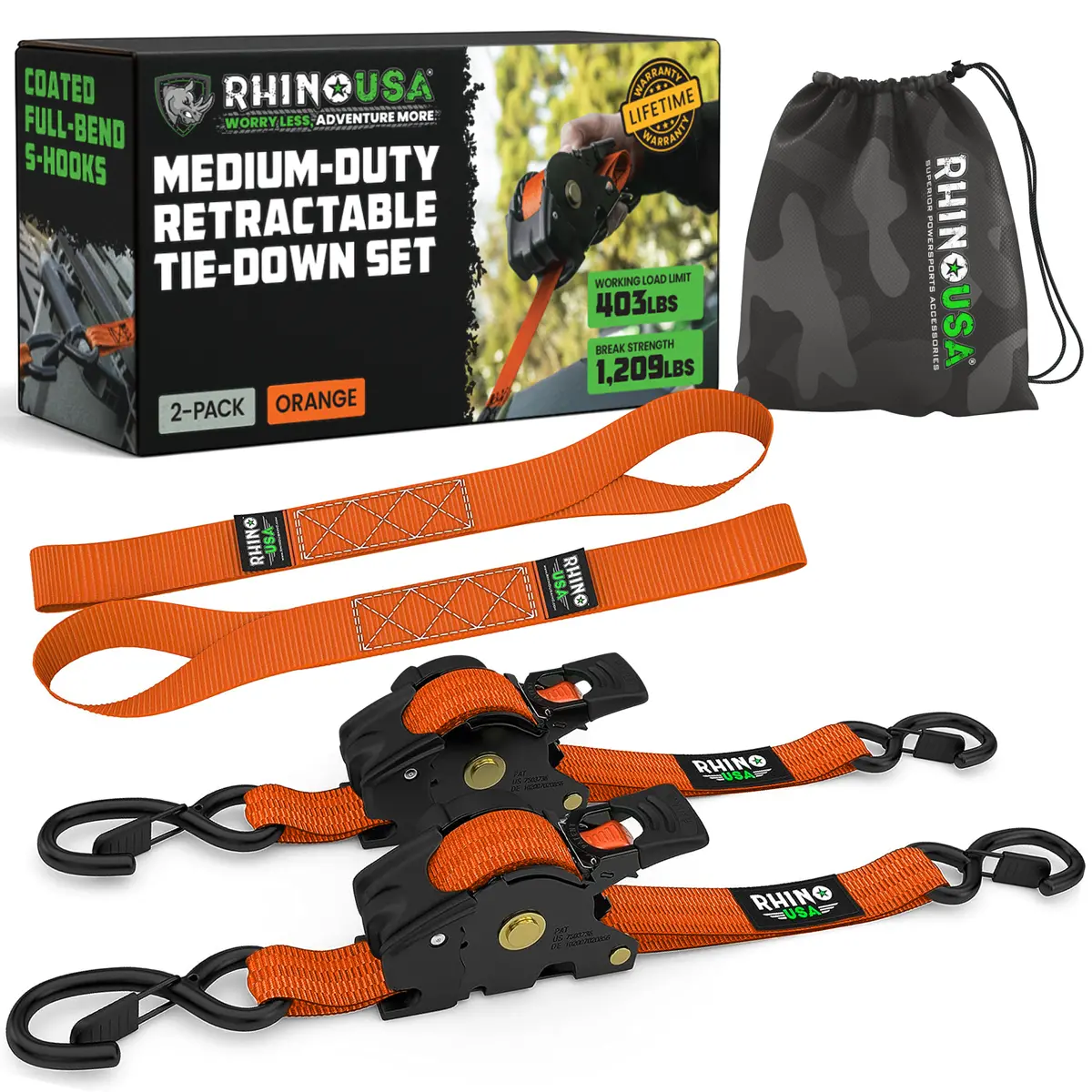 1" X 10' Retractable Ratchet Straps 12