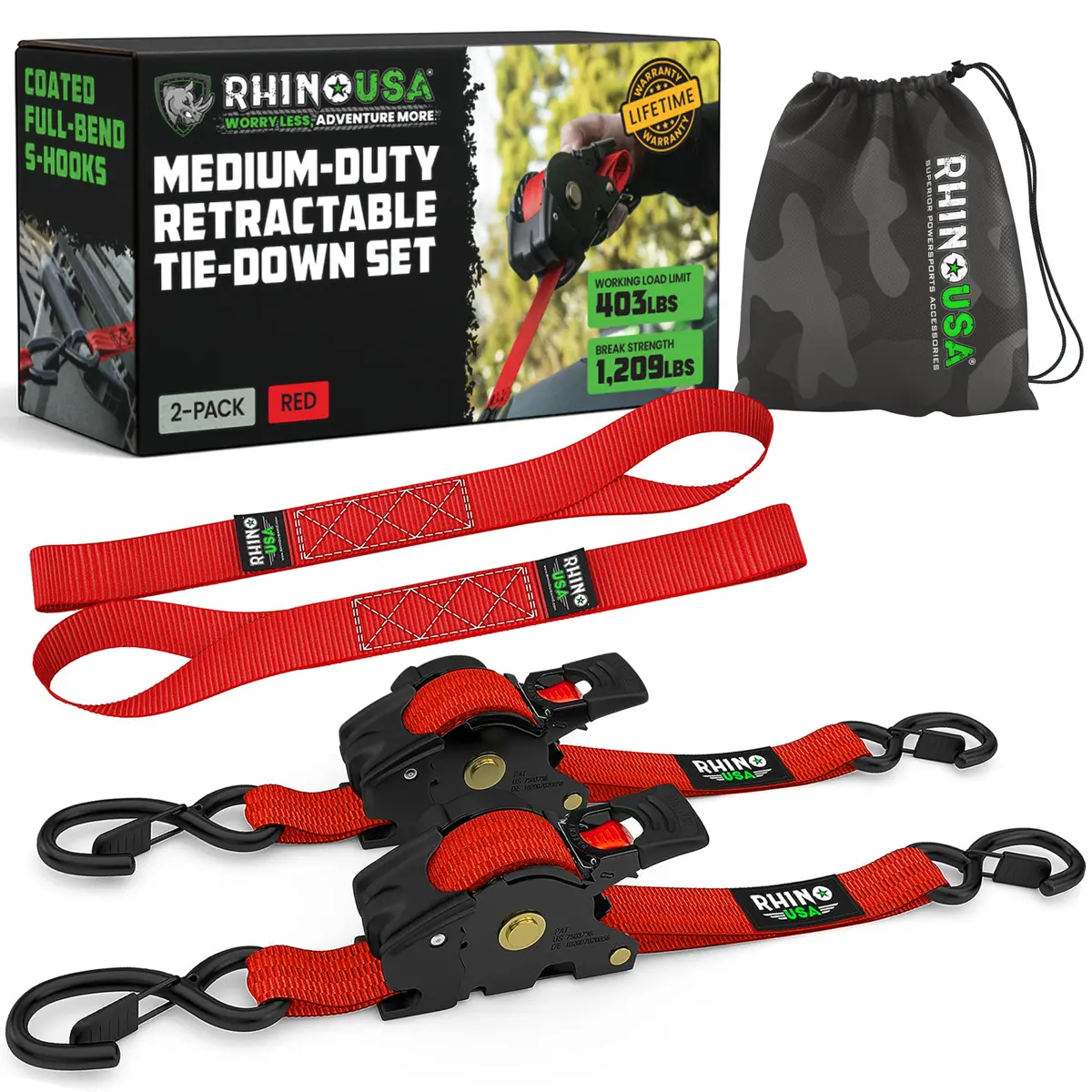 1" X 10' Retractable Ratchet Straps 10