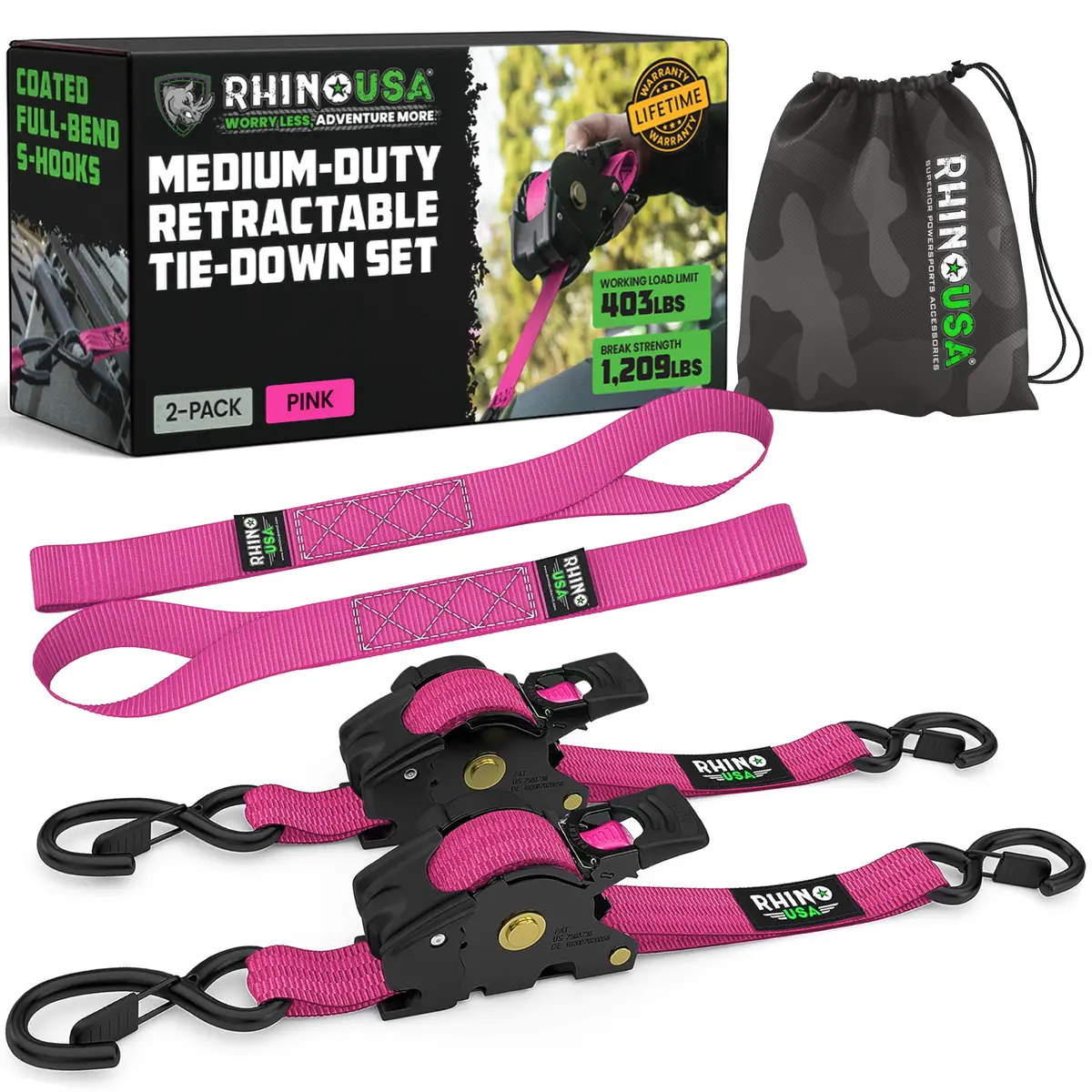 1" X 10' Retractable Ratchet Straps 8