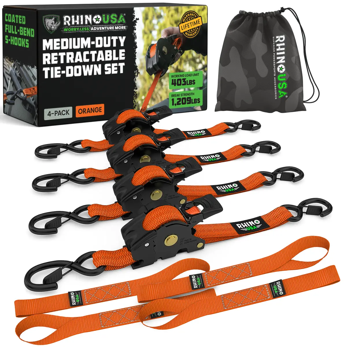 1" X 10' Retractable Ratchet Straps 11