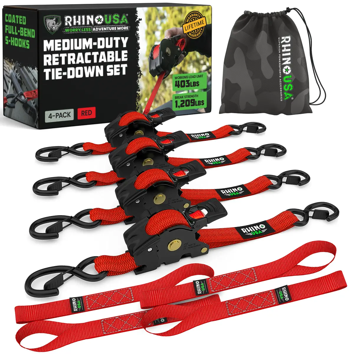 1" X 10' Retractable Ratchet Straps 9
