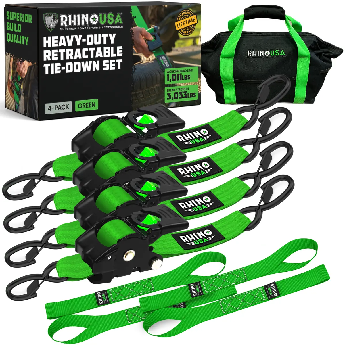 2" X 10' Retractable Ratchet Straps 2