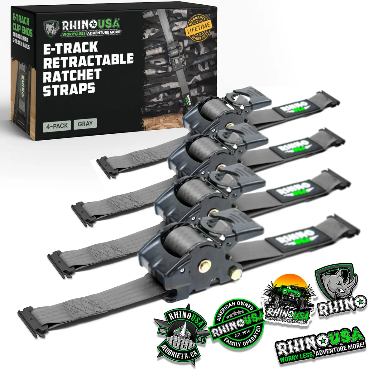 2" X 10' Retractable E-Track Ratchet Straps 2