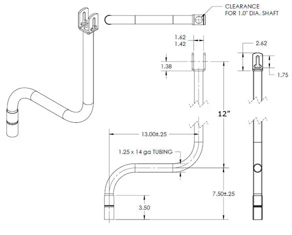 03-211-H Landing Gear Handle 11" Horizontal 1