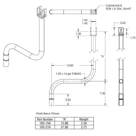 03-215-H Landing Gear Handle 15" Horizontal 1