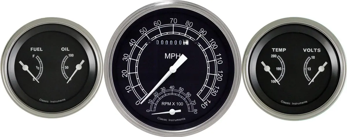 Classic Instruments Traditional Analog Gauge Cluster – 6-Gauge Set 1